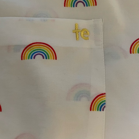 Tipsy Elves White Rainbow Print Men's Pride Oversized Button Up Shirt Size XXL - Picture 5 of 8